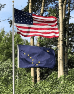 American flag, Alaska flag