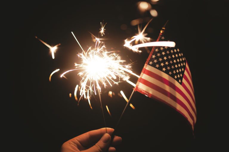 sparklers, American flag